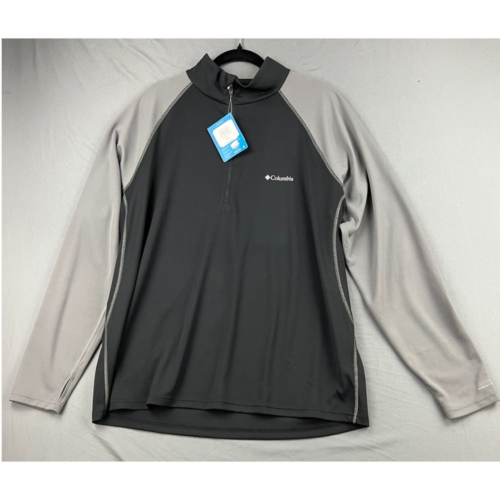 Columbia Narrows Pointe Pullover Mens XXL Half Zip Grey Black Omni-Shade NWT
